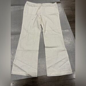 [14/Ins30”]Per Se Off-White Linen Blend Pants